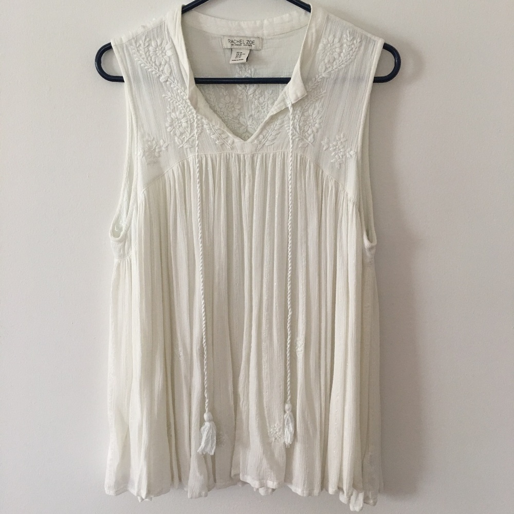 Rachel Zoe White Sleeveless Top